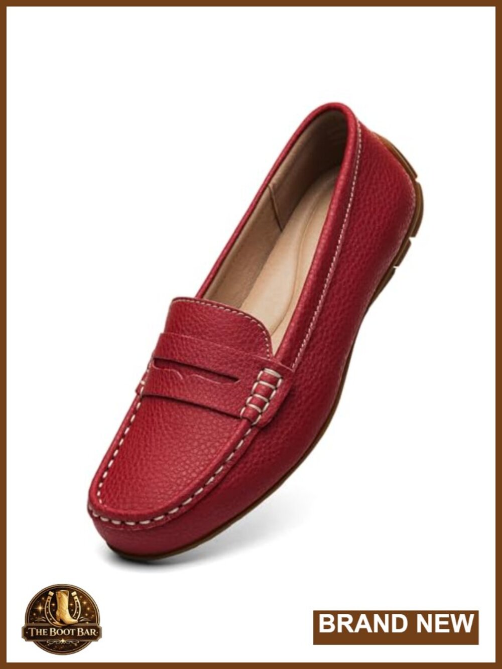 Women's Leather Penny Loafers Slip-On Memory Foam Comfort Work Flats